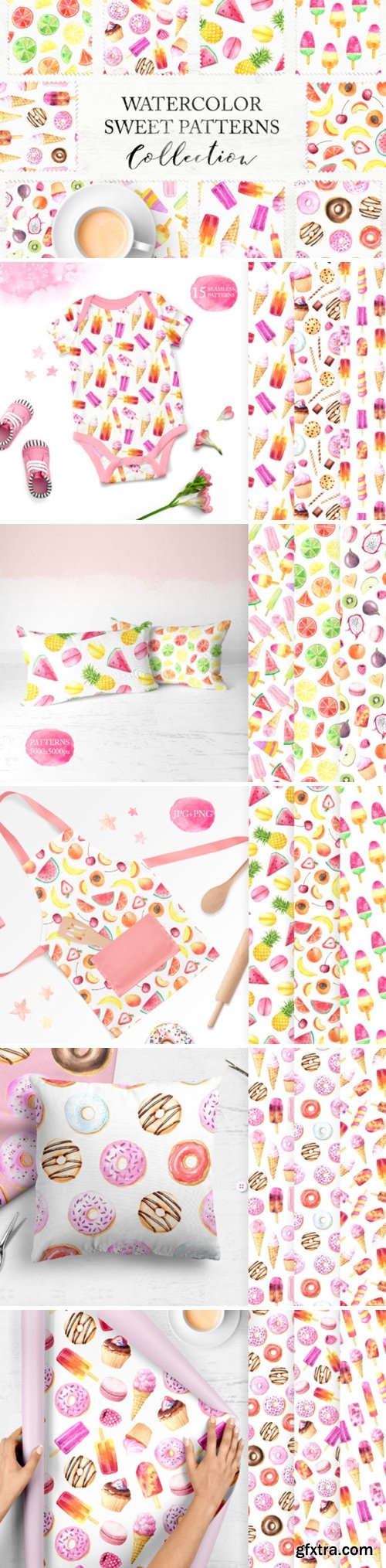 15 Watercolor Sweet Seamless Pattern 3551640