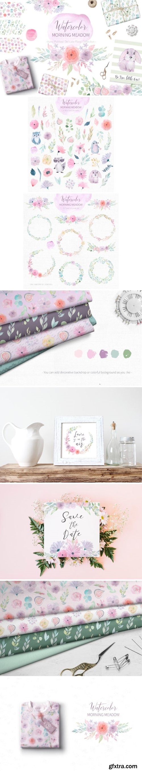 Watercolor Morning Meadow Floral Set 3515004