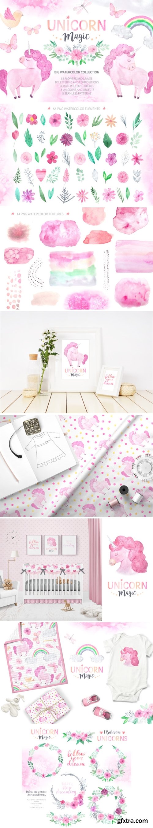 Watercolor Unicorn Design Set 3515022