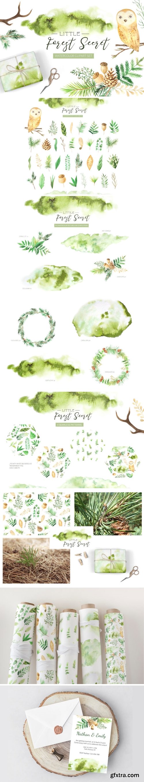 Watercolor Forest Graphic Set 3515023