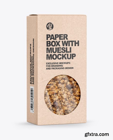 Kraft Paper Box with Muesli Mockup 56543