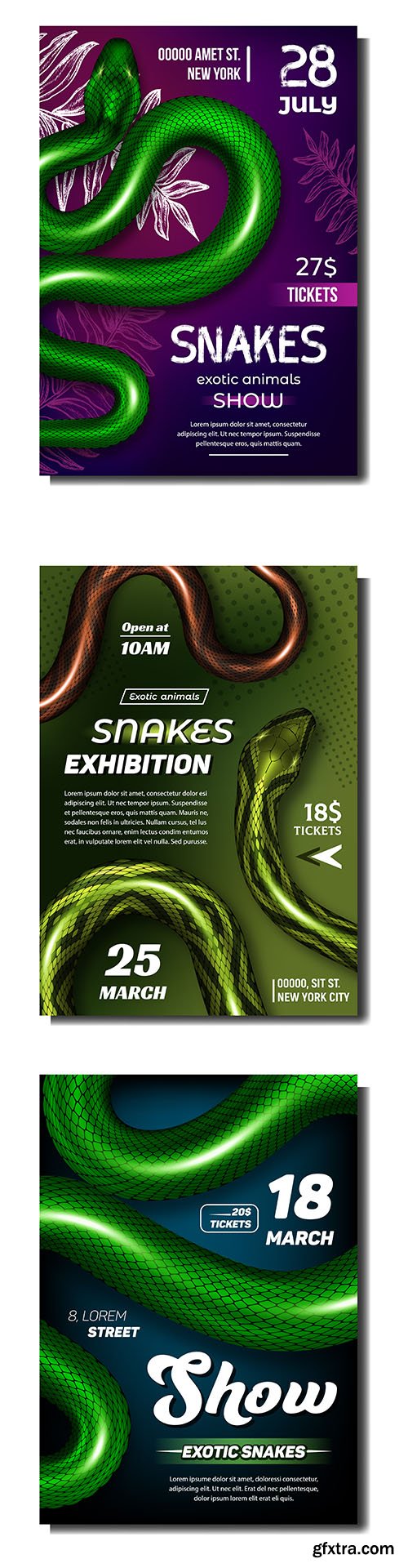 Exotic Snakes Show Stylish Advertise Poster