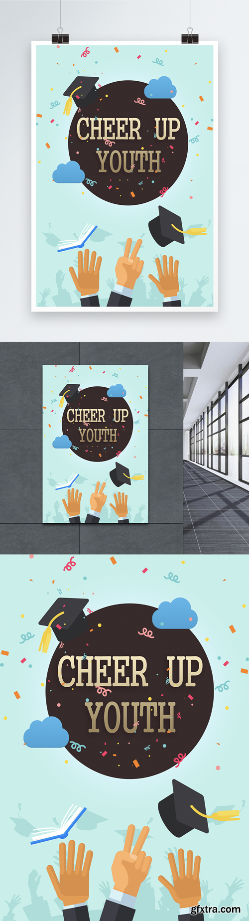 poster design for cartoon college graduation season