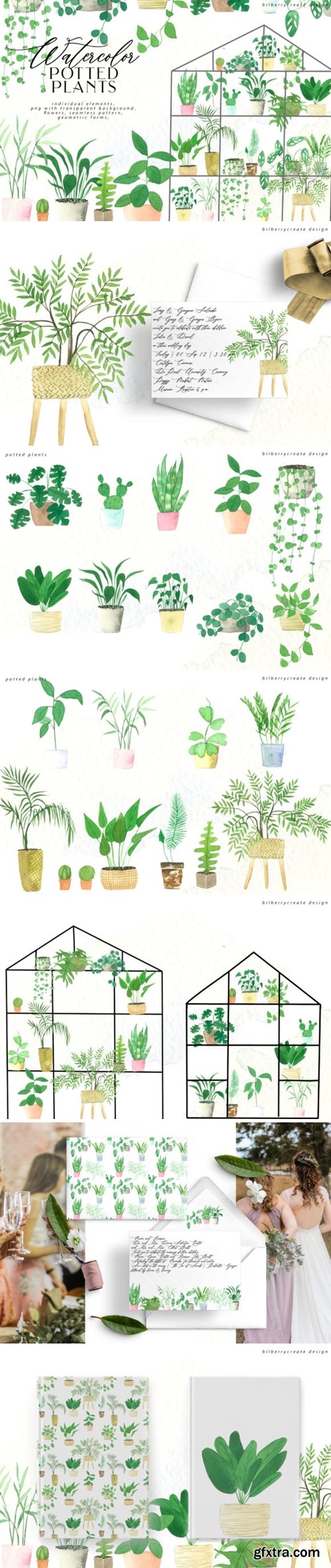 Watercolor Cozy Potted Plants 3623556