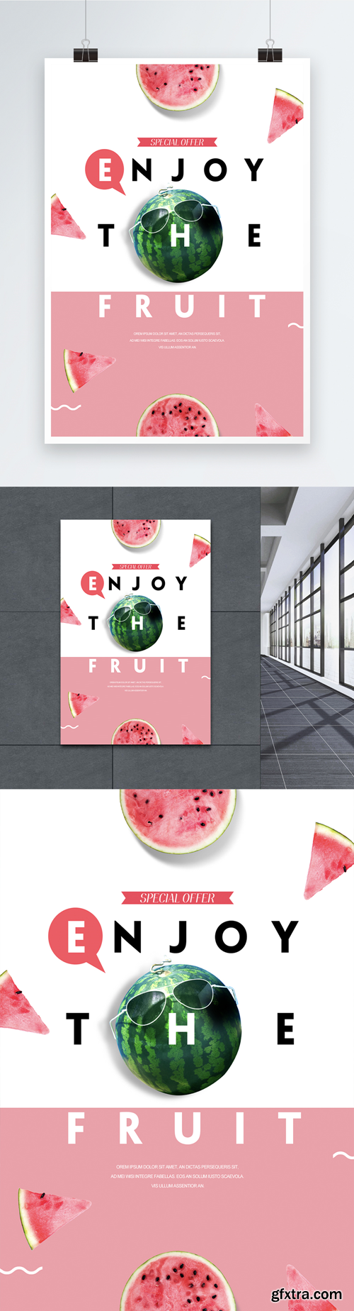 pink cute watermelon fruit poster