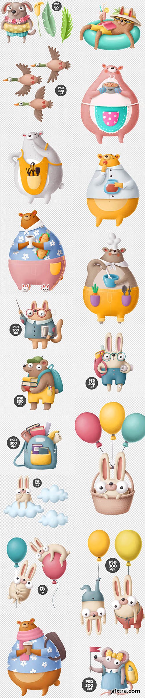 PSD Collection of Cute Animals and Object