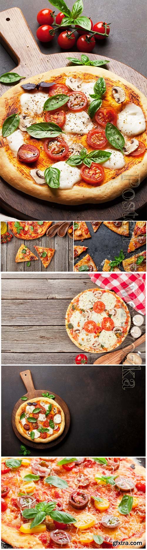 Pizza with tomatoes mozzarella and basil beautiful stock photo