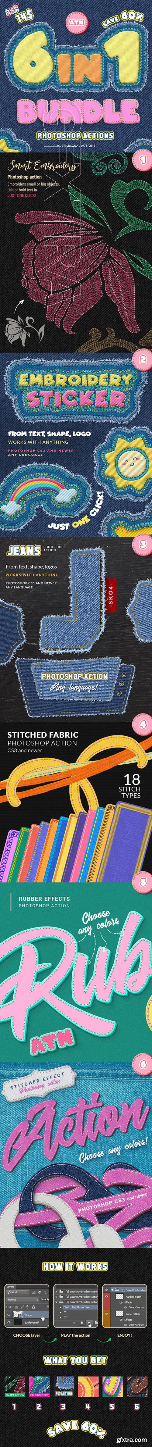 GraphicRiver - Stitch & Embroidery Actions Bundle 25972982