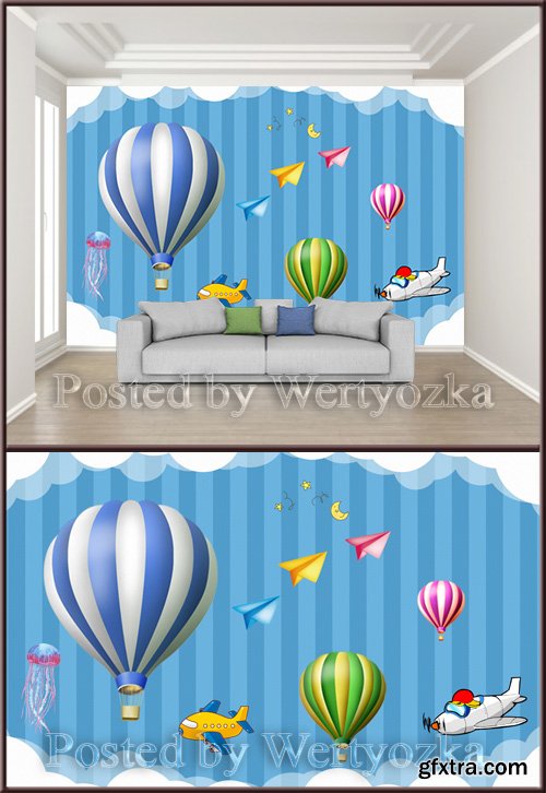 3D psd background wall modern childrens cartoon