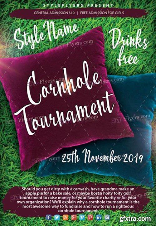 Cornhole Tournament V1711 2019 PSD Flyer Template