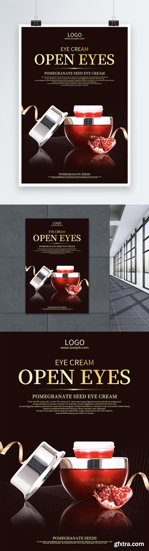 red fashion trend eye cream skin care poster