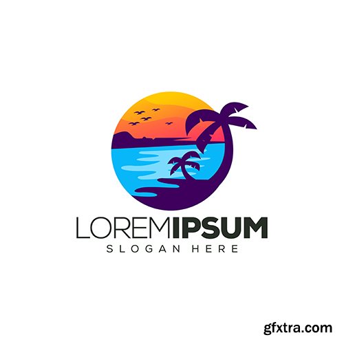 Sunset Logo Design Vector Illustration