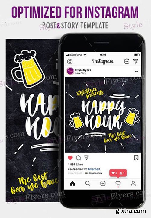 Happy Hour V1203 2020 Instagram Story and Banner PSD Template