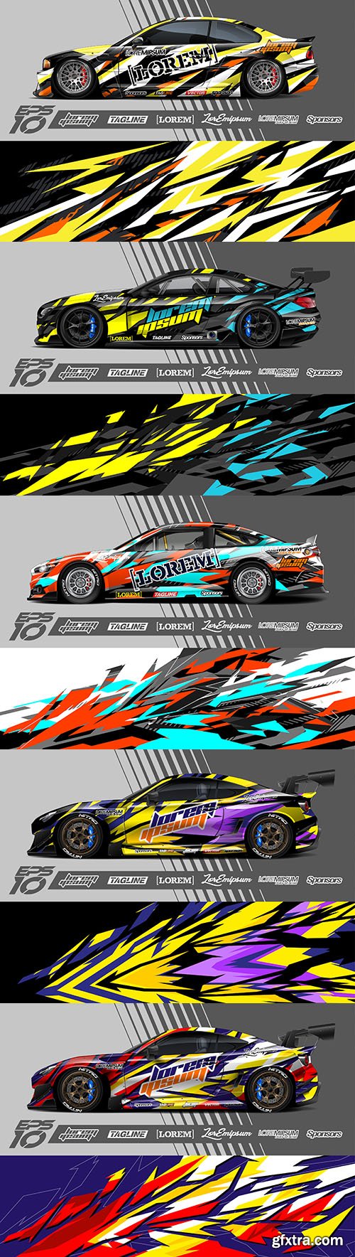 Racing sports car design sticker illustration
