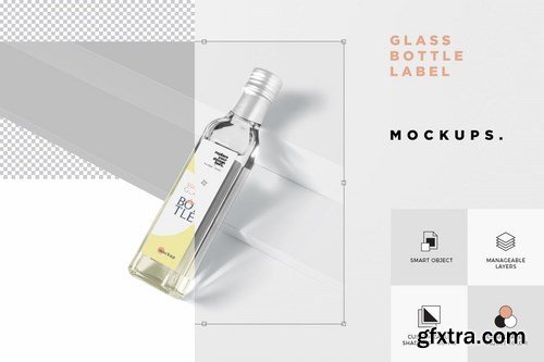 Square Glass Bottle Label Mockups