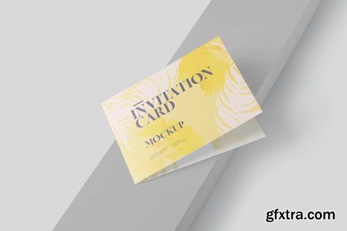 Two Fold Landscape Invitation Card Mock-ups