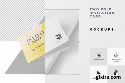 Two Fold Landscape Invitation Card Mock-ups