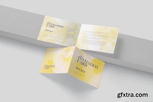 Two Fold Landscape Invitation Card Mock-ups