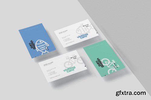 Horizontal Visiting Card Mockup Set