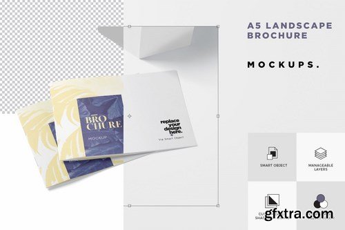 A5 Landscape Brochure Cover & Pages Mockups