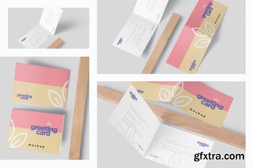 A6 Size Horizontal Bi-Fold Greeting Card Mockups