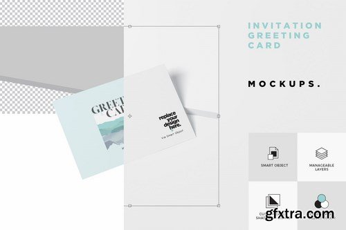 Horizontal Invitation Greeting Card Mockups