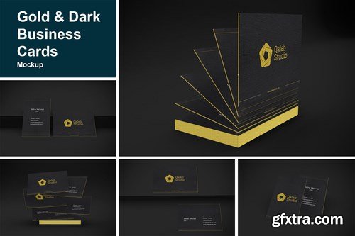 Gold & Dark Business Cards Mockup