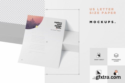 US Letter Stationery Paper Mockups