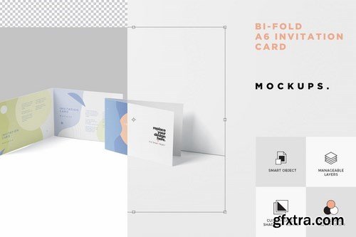 Bi-fold A6 Invitation Card Mockups