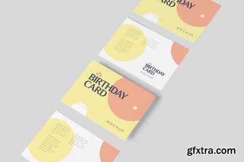 Single Page A6 Size Rectangle Birthday Card Mockup