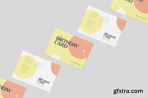 Single Page A6 Size Rectangle Birthday Card Mockup