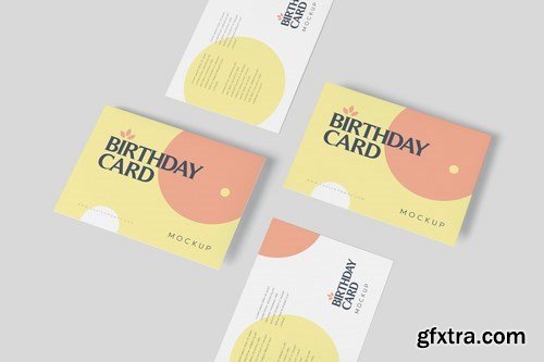 Single Page A6 Size Rectangle Birthday Card Mockup