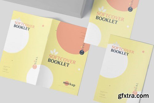 Rectangular Shaped Softcover Booklet Mockups