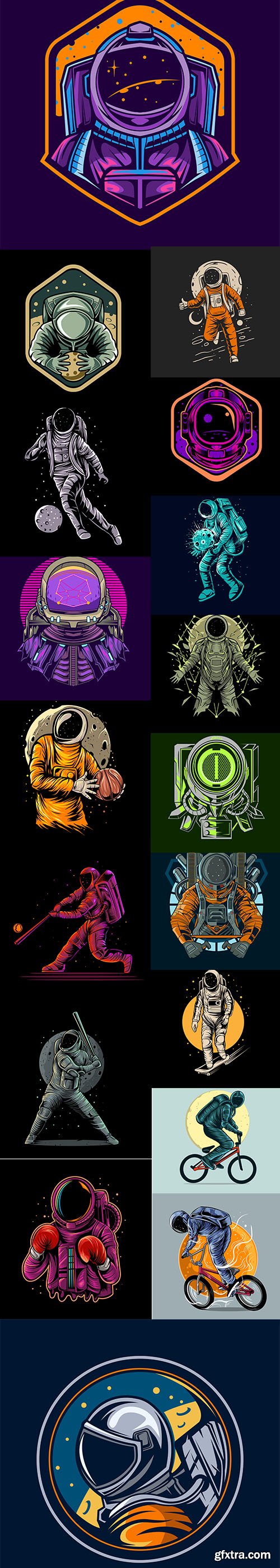 Astronaut Illustration Design Set