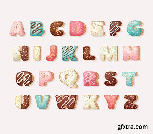 English Sweet Donut Alphabet Set