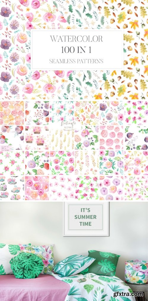 100 in 1 Watercolor Patterns Set 3669661