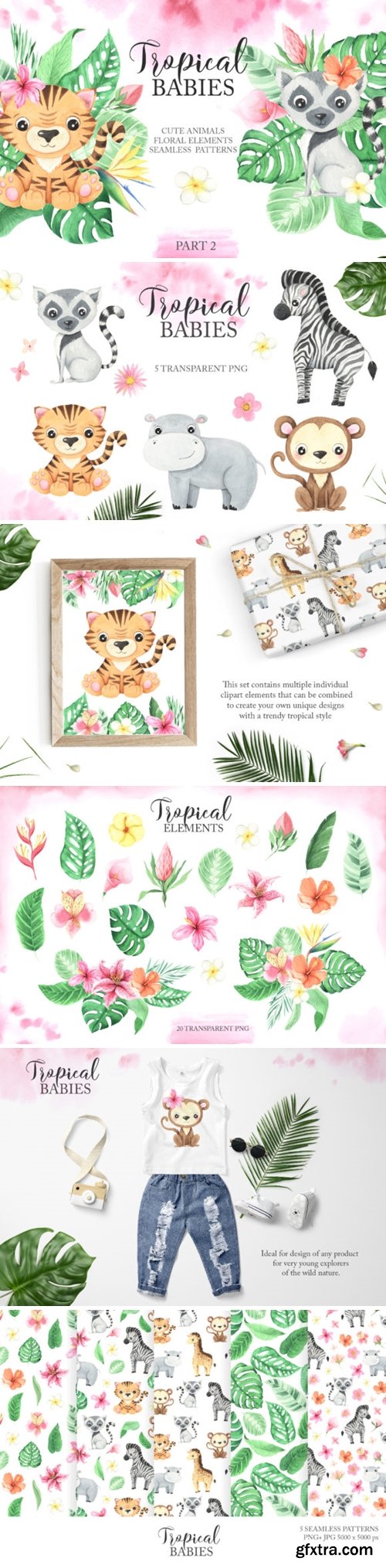 Watercolor Tropical Babies Set 2 3673153