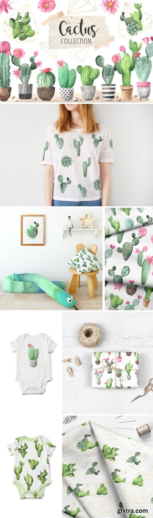 Watercolor Exotic Cactus Collection 3671011