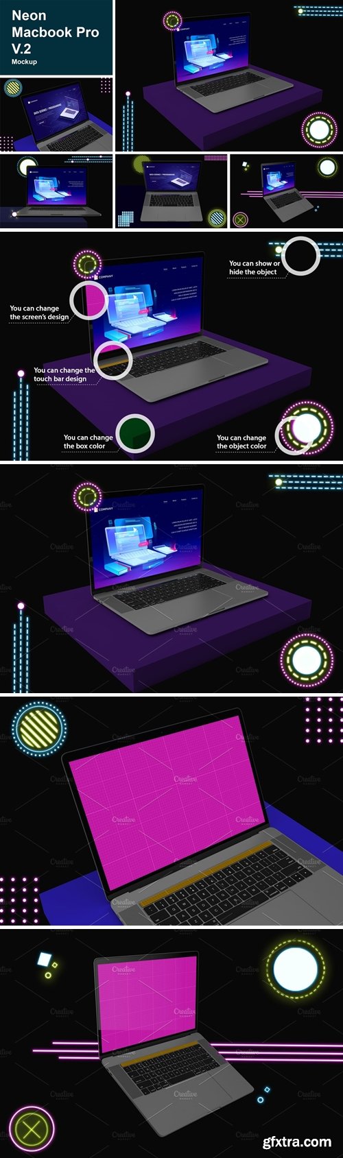 CreativeMarket - Neon Macbook Pro Mockup V.2 4559430