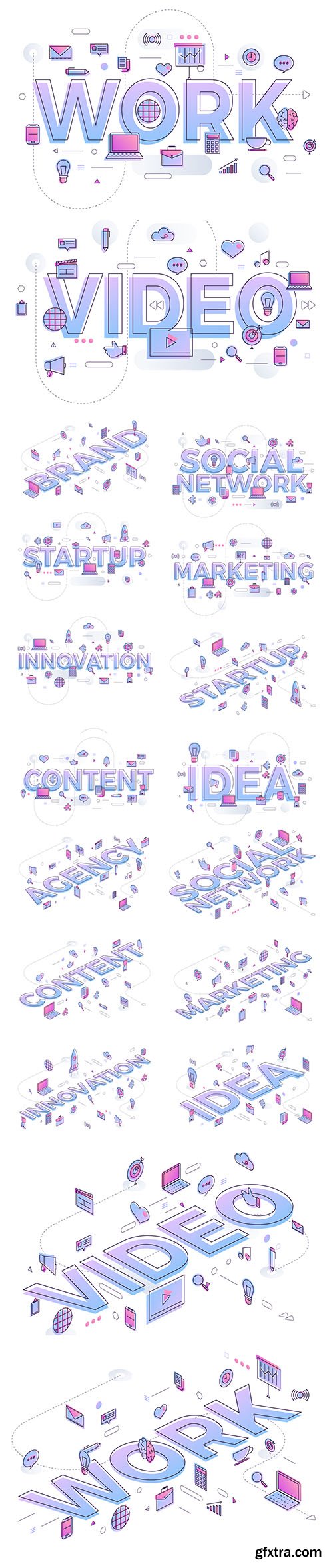 Business Word Illustration Set