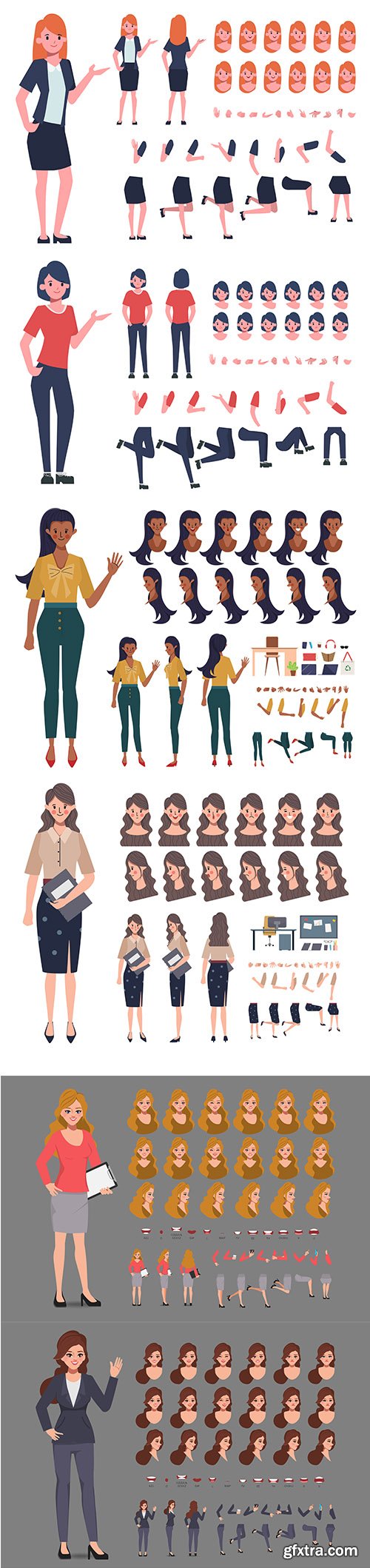 Young Woman Character Creation Animation Set