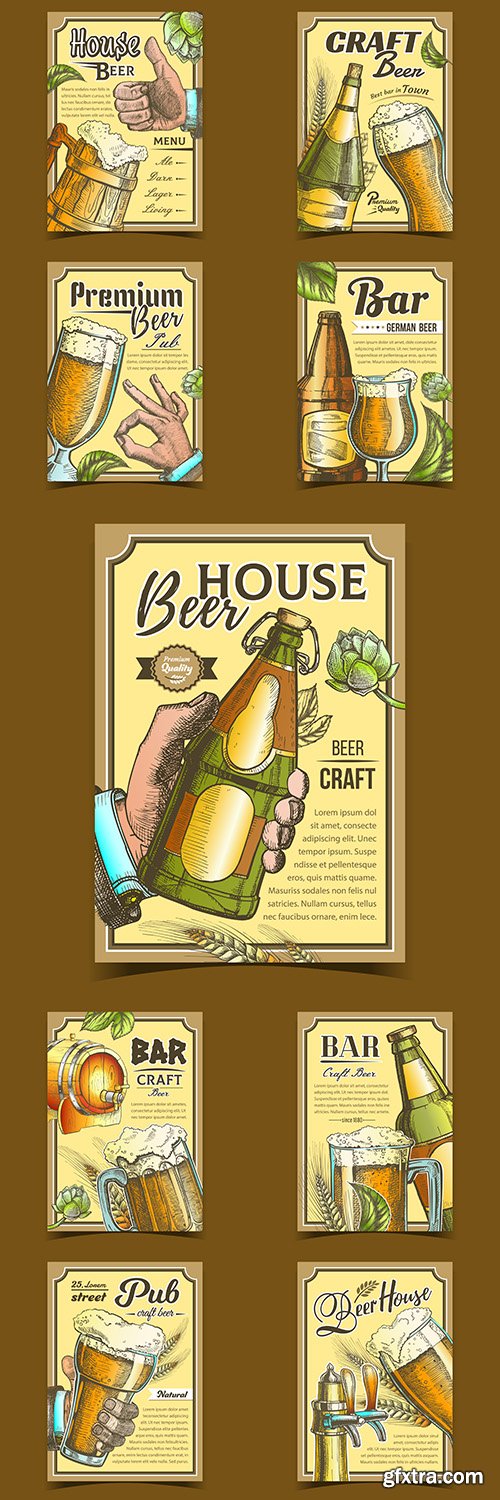 House beer pub menu promotional illustration 
