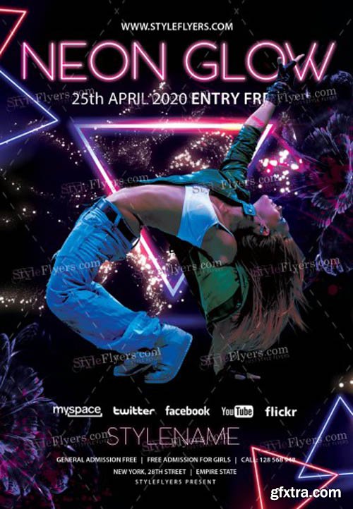 Neon Glow Party V1503 2020 Premium PSD Flyer Templates