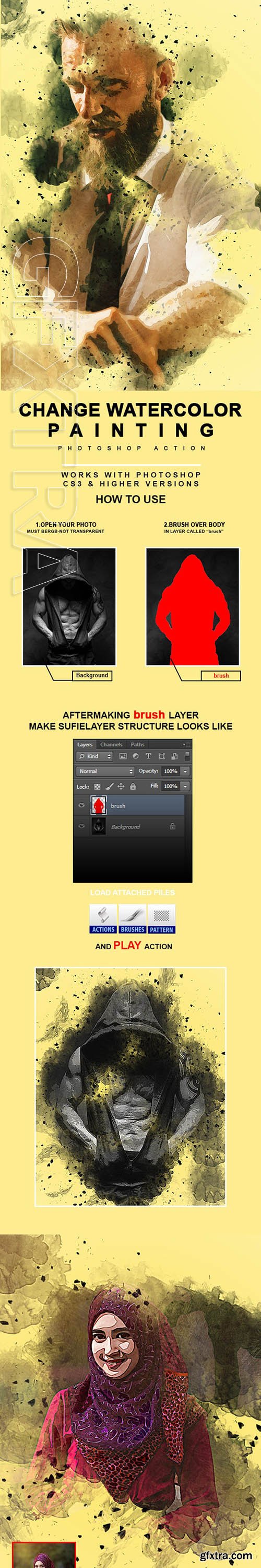 GraphicRiver - Change Watercolor Painting Photoshop Action 25748479