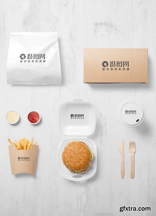 fast food restaurant vi mockup shows pictures