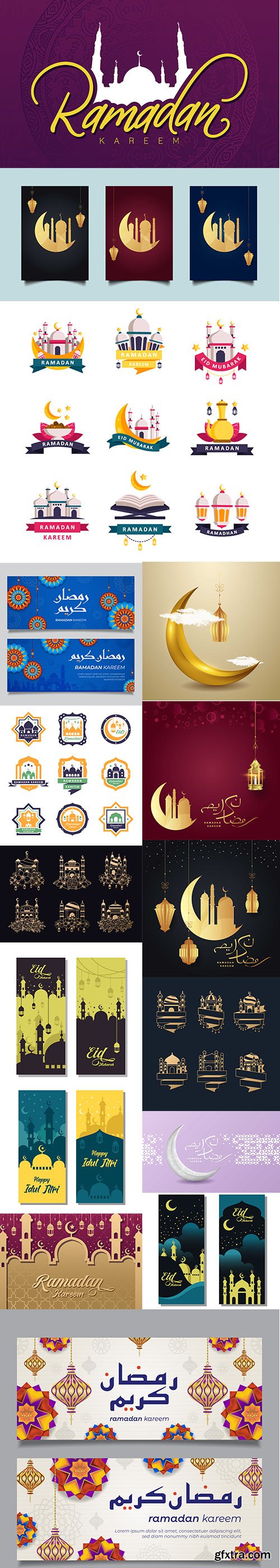 Ramadan Kareem Illustration and Banner Set