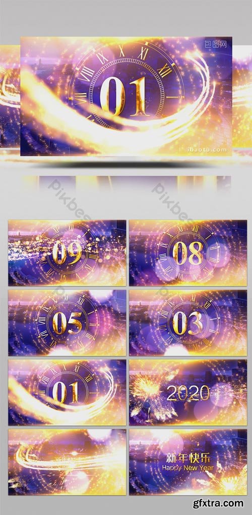 PikBest - Bright firework new year countdown credits AE template - 1617609