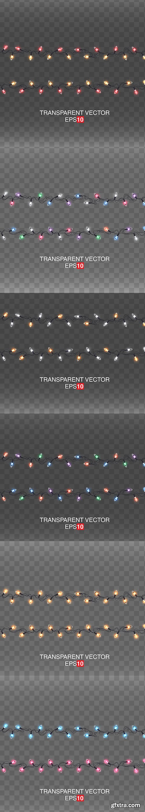 Set of Garlands Light Transparent Background