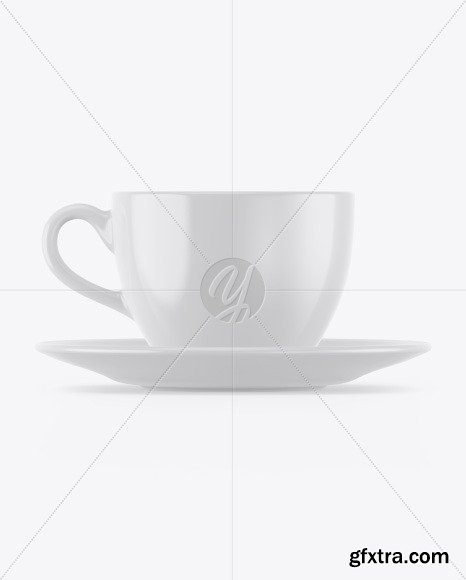 Glossy Coffee Cup w/ Plate Mockup 56629
