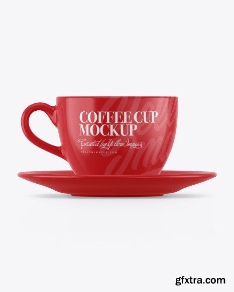 Glossy Coffee Cup w/ Plate Mockup 56629